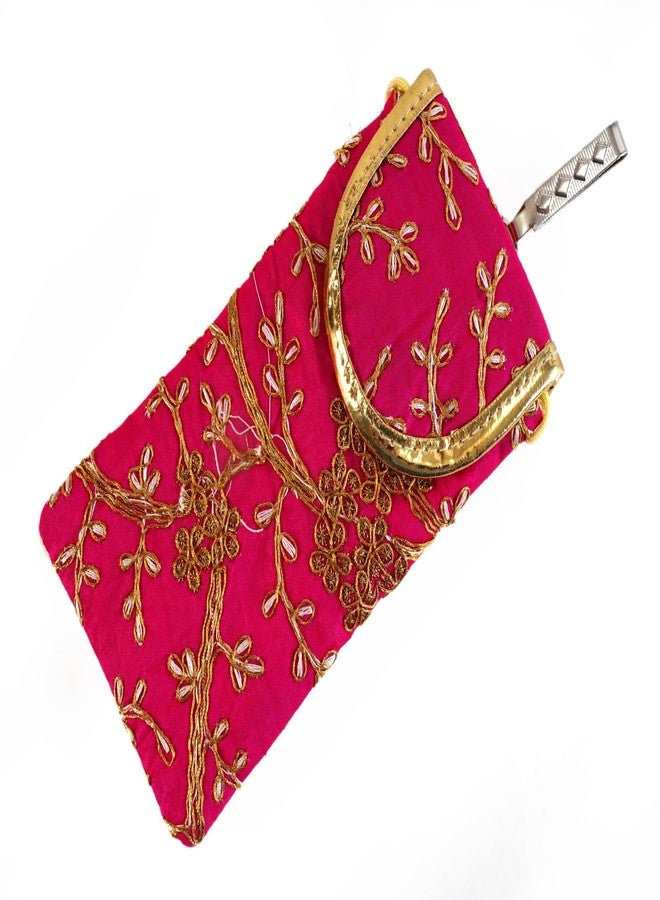 SUMERA WARQ Fancy Embroidered Mobile Pouch Cover for Women Designer Multicolor Handmade Ethnic with Sling & Clip - Image 1