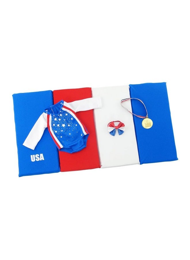 Emily Rose Doll Clothes18 Inch Gymnastics Sports Outfit For Dolls Doll Gymnastic Accessories With Medal And Face Stickers Gymnast Toy Compatible With American Girl Dolls Designed In Usa  - Image 3