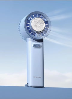 Necomi Portable Handheld Fan with Ice Compress, Three Speed Wind Power, Rechargeable Battery Powered Portable Fan, Lightweight Mini Turbo Fan for Travel, Outdoor Makeup, Home Office Blue  - Image 1