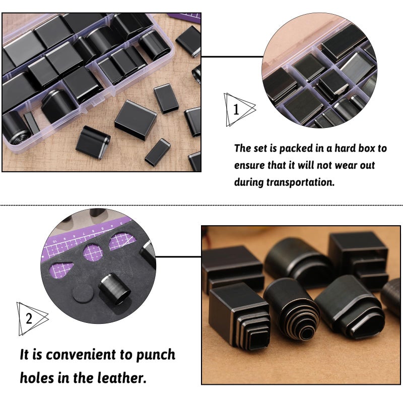 Yizzvb 52 Shape Style Leather Hole Punch Tool for Belts, Multiple Shapes Hollow Punch Cutter Tool, Leather Punch Tool Set Hole Punch Cutter for Handmade DIY Crafts - Image 3
