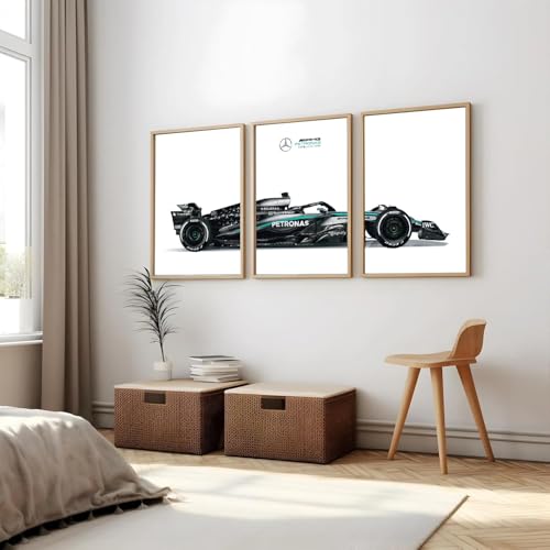 Gamya Extra Big Formula 1 F1 Cars Framed Aesthetic Posters For Wall Decoration, Bedroom, Living Room, Gift Item For Boys | Set of 3 (19x29 Inches) (AMG F1) - Image 1