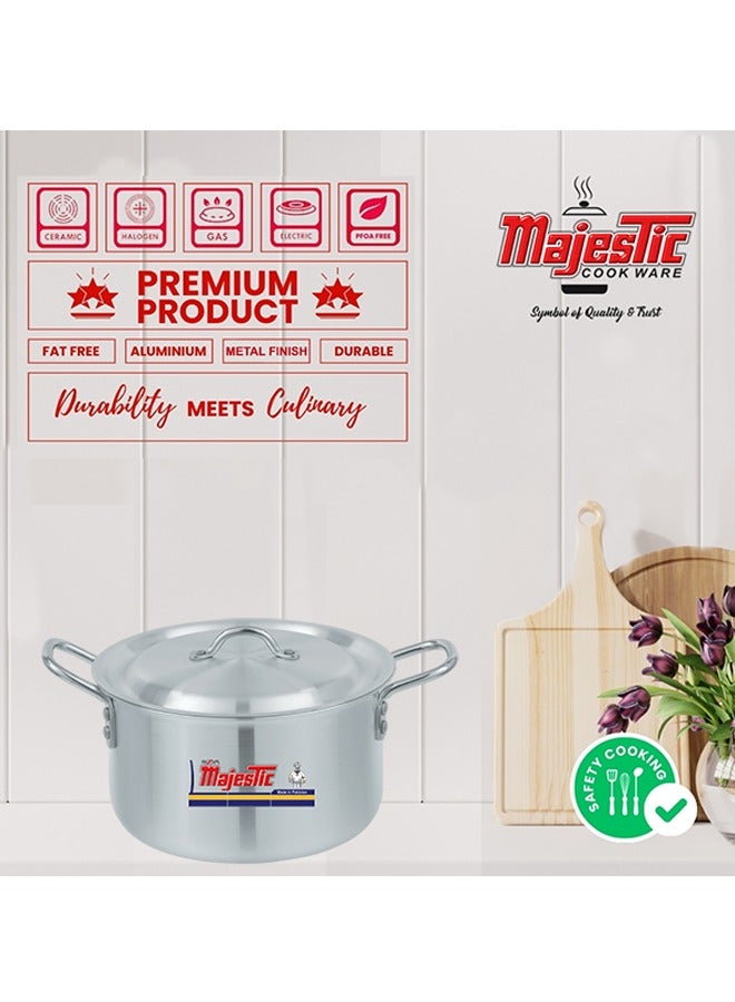 Majestic HOM 6x10 Aluminium Cookware Set – 5 Pcs Extra Large Stock Pots with Lids, Sizes 30-41 cm (12.5-29.5 Ltr), Ideal for Commercial Cooking & Large Meal Prep, Heavy Gauge, Durable Construction
