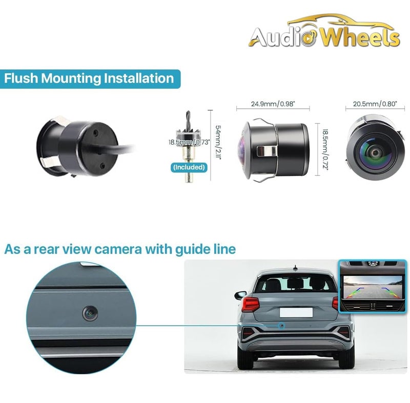 Audio Wheels Fisheye Lens AHD 1080P Car Reverse Camera | Backup Camera with AHD/CVBS Switch Functionality - 170° Wide Angle, Night Vision, Water-Resistant - Compatible with Car Android Monitors - Image 3