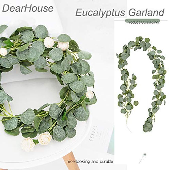 DearHouse 2PCS Eucalyptus Garlands Artificial Greenery Garland Faux Silk Eucalyptus Vines Wedding Backdrop Wall Decor Flower Arrangement - Image 2
