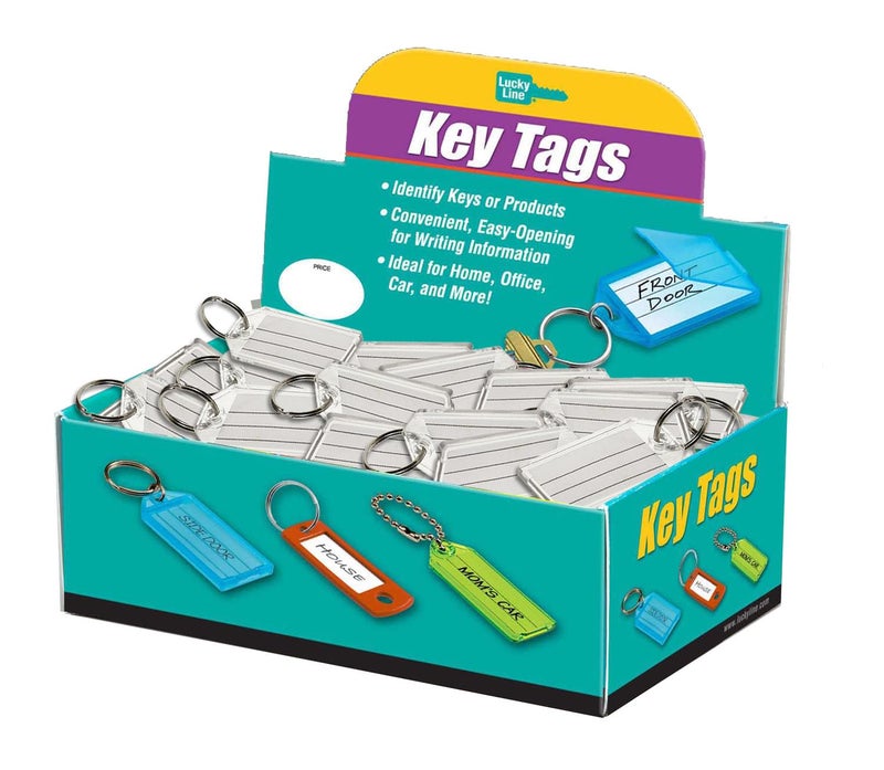 Lucky Line Extra Strength Key Tag with Split Ring Clear 100 Per Display Box 20400