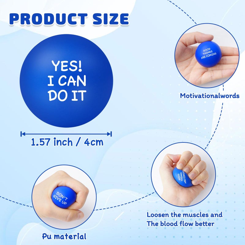 SHQDD 100PCS Motivational Stress Balls for Adults and Kids - Stress Balls Bulk Soft Sponge Squeeze Toys with Inspirational Quotes | Office Classroom Stress Relief Gifts | Anxiety Relief Fidget Toys - Image 3
