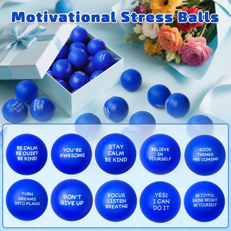 SHQDD 100PCS Motivational Stress Balls for Adults and Kids - Stress Balls Bulk Soft Sponge Squeeze Toys with Inspirational Quotes | Office Classroom Stress Relief Gifts | Anxiety Relief Fidget Toys - Image 4