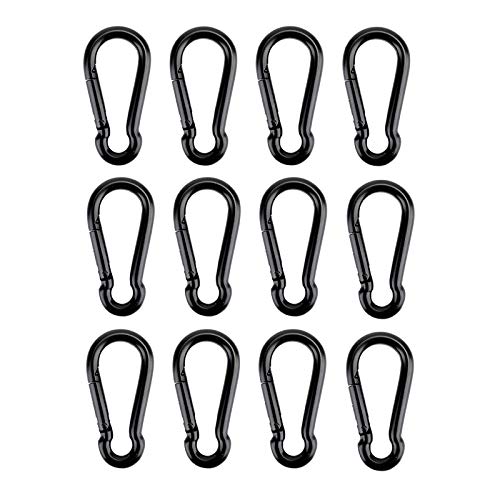 DELSWIN 12 Pcs Carabiner Clip Spring Snap Hook - M4 1.57 Inch Heavy Duty Snap Hooks Quick Link for Bird Feeders or Dog Leash & Harness, 110 lbs Capacity - Image 1