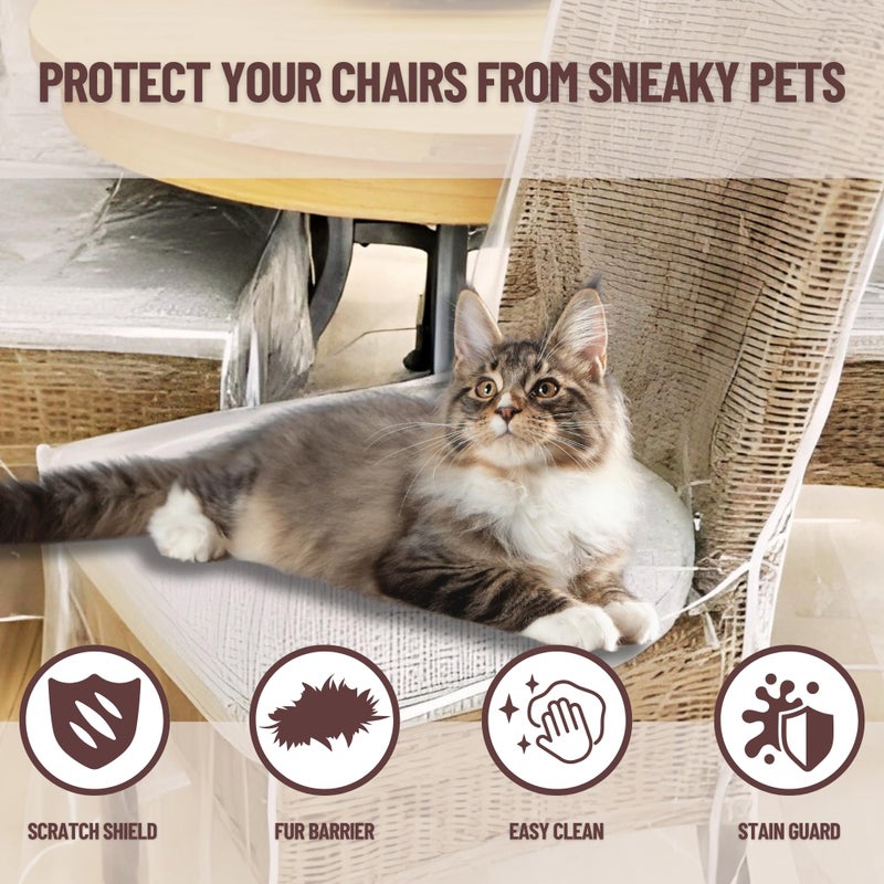 Evelots Dining Room/Kitchen Chair Cover/Protector-6 Pack- Heavy Duty Clear PVC Vinyl-No Dust/Spill/Pet Hair/Pet Claws, Easy Clean Slipcover - Image 3