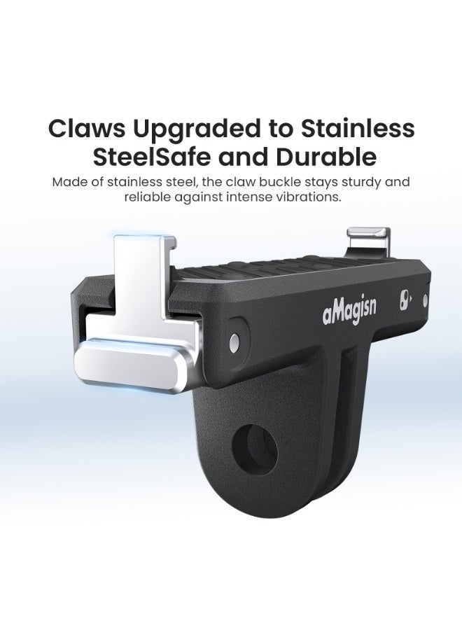 aMagisn قاعدة سريعة مغناطيسية لـ Insta360 Go Ultra مع قفل مخلب من الفولاذ المقاوم للصدأ – خفيفة الوزن، امتصاص للصدمات، تثبيت مستقر لكاميرات الأكشن - Image 5