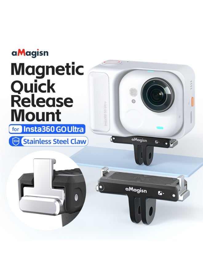aMagisn قاعدة سريعة مغناطيسية لـ Insta360 Go Ultra مع قفل مخلب من الفولاذ المقاوم للصدأ – خفيفة الوزن، امتصاص للصدمات، تثبيت مستقر لكاميرات الأكشن - Image 1