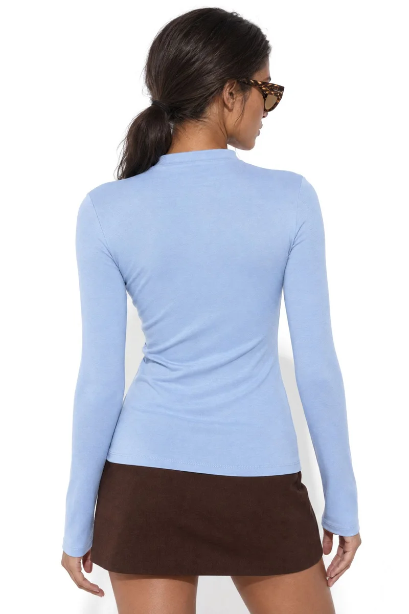 Busem Baby Blue BUSEM Slim Fit Half Turtleneck Blouse for Women | Best Price UAE