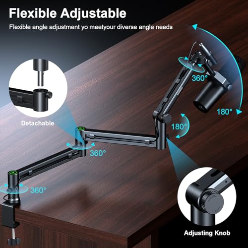 Aokeo Microphone Arm,Aokeo AK-58i Desk Low Profile Mic Boom Arm Stand,Suitable For Blue Yeti,Snowball iCE,HyperX QuadCast,SoloCast,Elgato Wave,Etc - Image 3