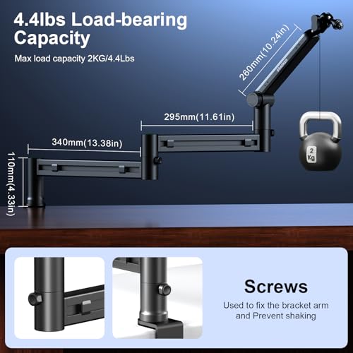 Aokeo Microphone Arm,Aokeo AK-58i Desk Low Profile Mic Boom Arm Stand,Suitable For Blue Yeti,Snowball iCE,HyperX QuadCast,SoloCast,Elgato Wave,Etc - Image 4