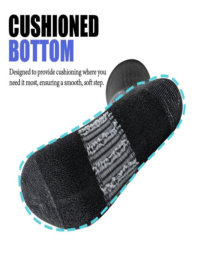 JOYNÉE 5 Pairs Mens Lightweight Athletic Crew Cushioned Breathable Work High Calf Long Boot Socks,Black,Sock Size:10-13 - Image 2