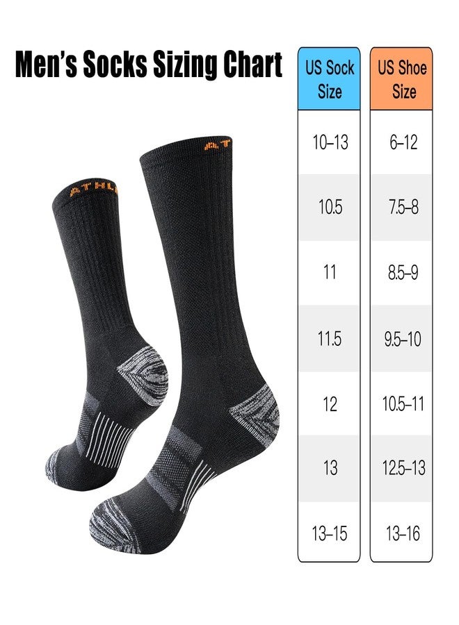 JOYNÉE 5 Pairs Mens Lightweight Athletic Crew Cushioned Breathable Work High Calf Long Boot Socks,Black,Sock Size:10-13 - Image 4