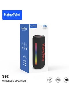 Haino Teko S92 Portable Wireless Speaker with High Bass Sound Quality – Multi-Functional Button Control, LED Light, Compact Design, Ideal for Parties and Outdoor Activities – Black  - Image 3