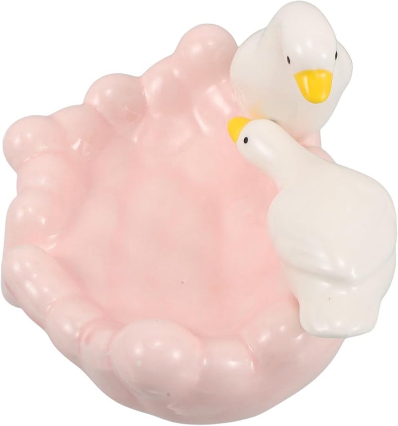 Ceramic Duck Soap Dish with Self Draining Design for Bathroom Sink Shower Washbasin - Image 1