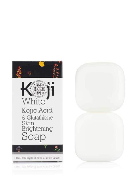 Koji White Kojic Acid & Glutathione Skin Brightening Soap for Body & Face Exfoliating, Hydrating and Cleansing Bar for Reduce the Appearance of Fine Lines and Wrinkles, Vegan, 2.82 oz (2 Bars)