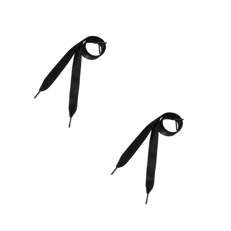 2pcs Pair of 0.7M Silk Ribbon Fashion Shoe Laces Flat Shoestring for DIY Shoes Decoration (Black) - Image 3