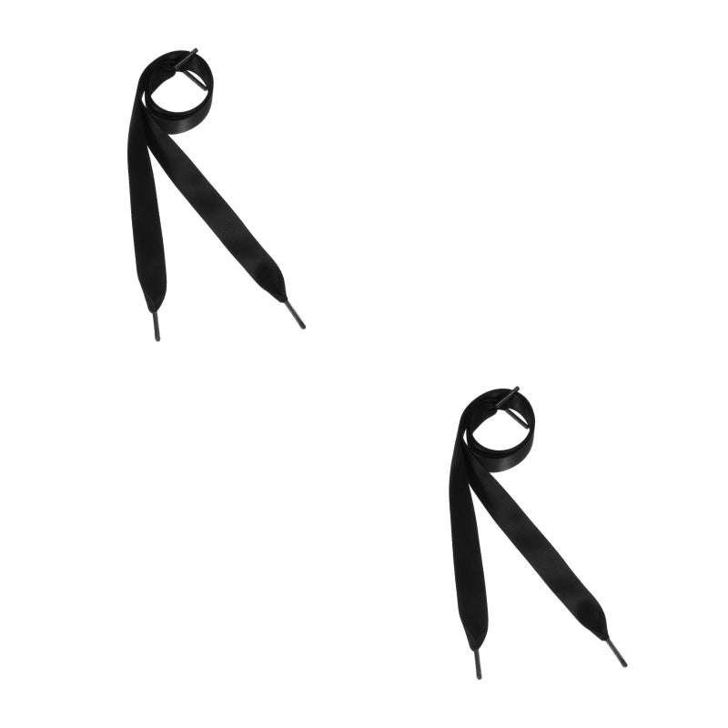 2pcs Pair of 0.7M Silk Ribbon Fashion Shoe Laces Flat Shoestring for DIY Shoes Decoration (Black) - Image 1