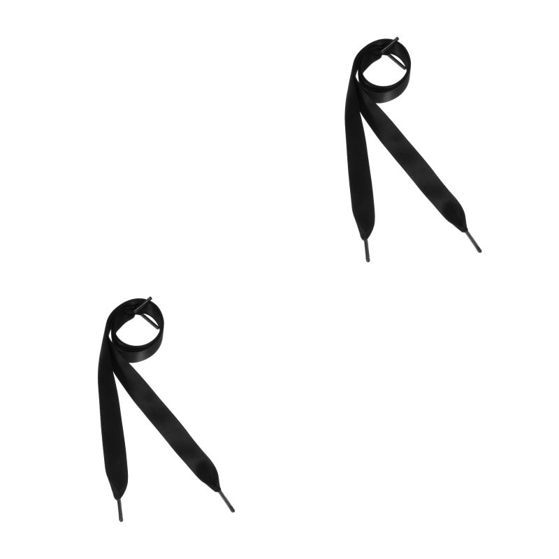 2pcs Pair of 0.7M Silk Ribbon Fashion Shoe Laces Flat Shoestring for DIY Shoes Decoration (Black) - Image 4