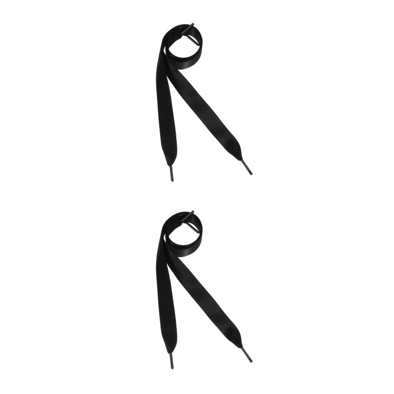 2pcs Pair of 0.7M Silk Ribbon Fashion Shoe Laces Flat Shoestring for DIY Shoes Decoration (Black) - Image 2