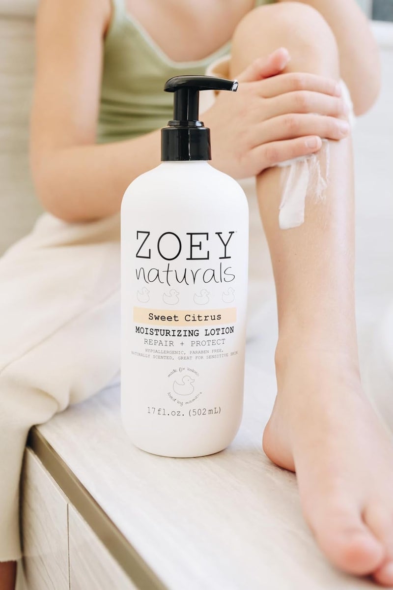 Absolutely Natural لوشن الأطفال الحلو من زوي ناتشورالز معزز بزيت الشيا وزيت المشمش والألوة والأفوكادو يهدئ ويرطب مع البرتقال والرمان لطيف لبشرة الإكزيما مصنوع في الولايات المتحدة الأمريكية - Image 2
