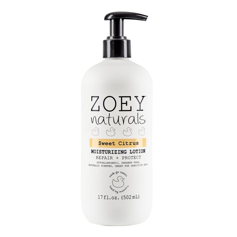 Absolutely Natural لوشن الأطفال الحلو من زوي ناتشورالز معزز بزيت الشيا وزيت المشمش والألوة والأفوكادو يهدئ ويرطب مع البرتقال والرمان لطيف لبشرة الإكزيما مصنوع في الولايات المتحدة الأمريكية - Image 1