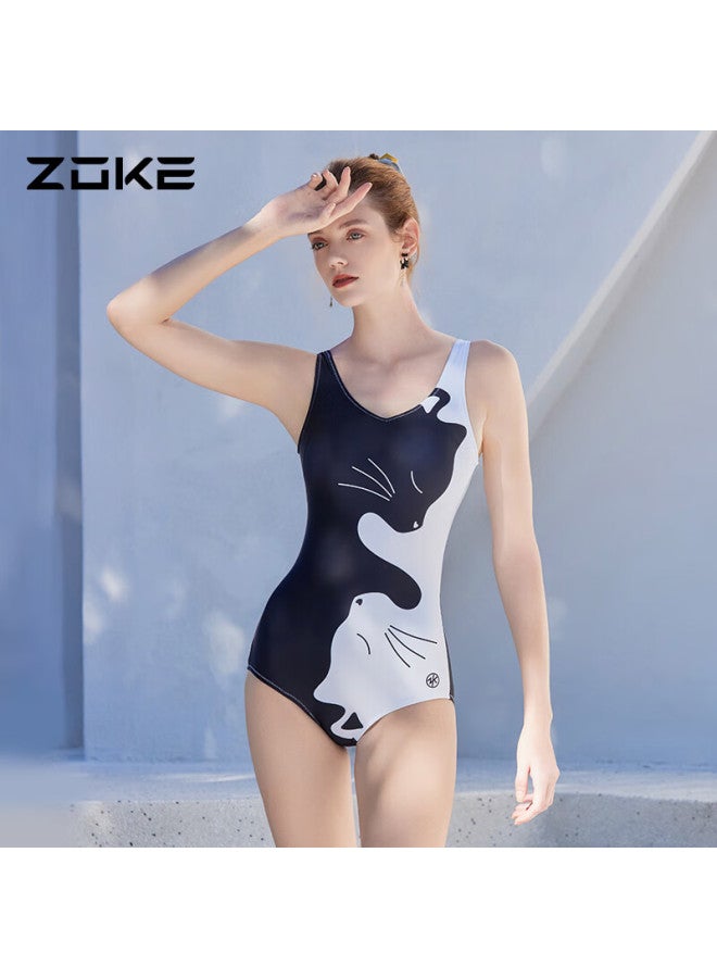 Zoke Sleeveless One-piece Swimsuit For Women, Triangle Style, Fashionable, Slimming, Tummy Control, Hot Spring Resort, Ladies 124501136 2XL - Image 1