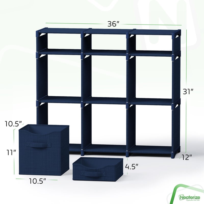 NEATERIZE Cube Storage Organizer with Storage Bins Included - The Perfect Closet Organizers and Storage Solution. Includes 9 Storage Cubes, Great For Toy Storage, Closet Storage, Clothes Storage (Navy) - Image 2