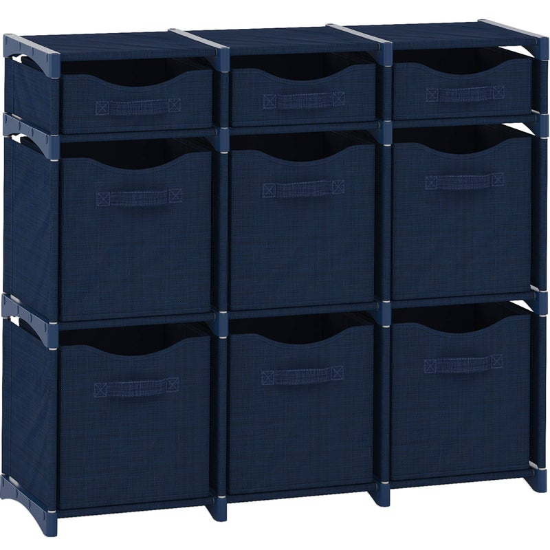 NEATERIZE Cube Storage Organizer with Storage Bins Included - The Perfect Closet Organizers and Storage Solution. Includes 9 Storage Cubes, Great For Toy Storage, Closet Storage, Clothes Storage (Navy) - Image 1