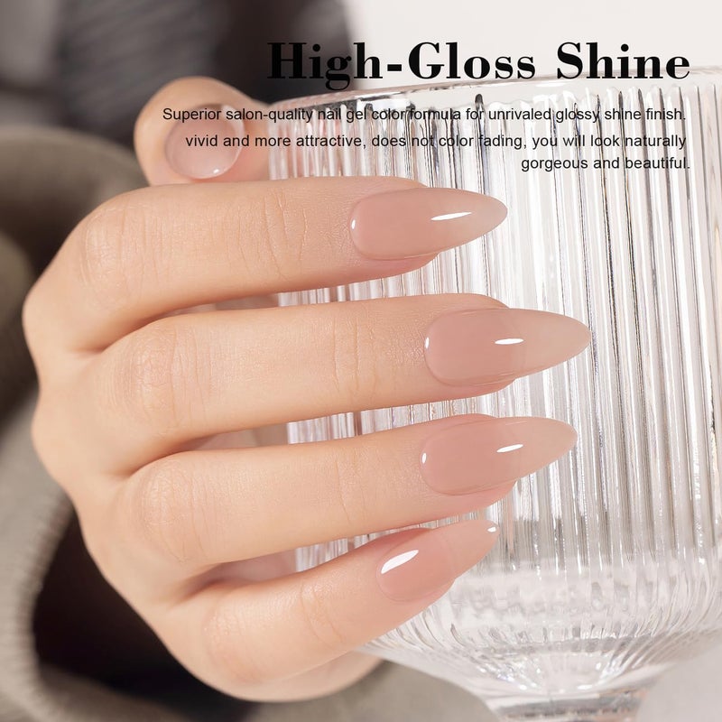 RARJSM Neutral Gel Nail Polish Nude Dirty Pink Skin Tone Color Sheer Jelly Gel Polish 1PC 15ml Single Bottle Creamy Transparent Pink Nail Gel Polish Soak off UV LED Cured for Home Salon DIY Manicure - Image 3
