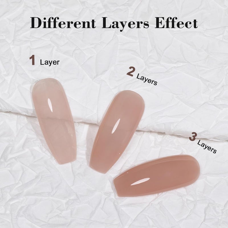 RARJSM Neutral Gel Nail Polish Nude Dirty Pink Skin Tone Color Sheer Jelly Gel Polish 1PC 15ml Single Bottle Creamy Transparent Pink Nail Gel Polish Soak off UV LED Cured for Home Salon DIY Manicure - Image 5