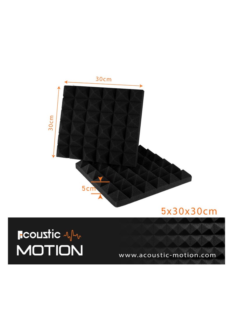 Acoustic Motion acoustic Foam Panels-Sound Proof PYRAMIDS design Panel With Self-Adhesive Set Of 12 5X30X30Cm Dark Grey Stylish Acoustic Panels Basic For studio,recording,home,office,Acoustic Room Treatment - Image 5