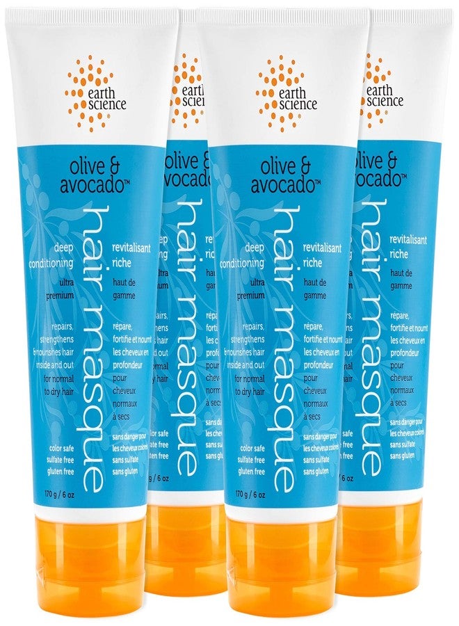 إيرث ساينس علوم الأرض - قناع الشعر المرطب العميق بالزيتون والأفوكادو: للشعر العادي إلى الجاف (عبوة من 4 قطع، 6 أونصة) - Image 1