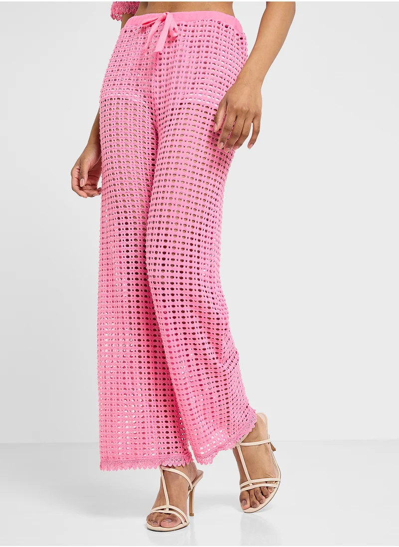 Ginger Crochet Knitted Button Up Top & Pant Co-Ord Set
