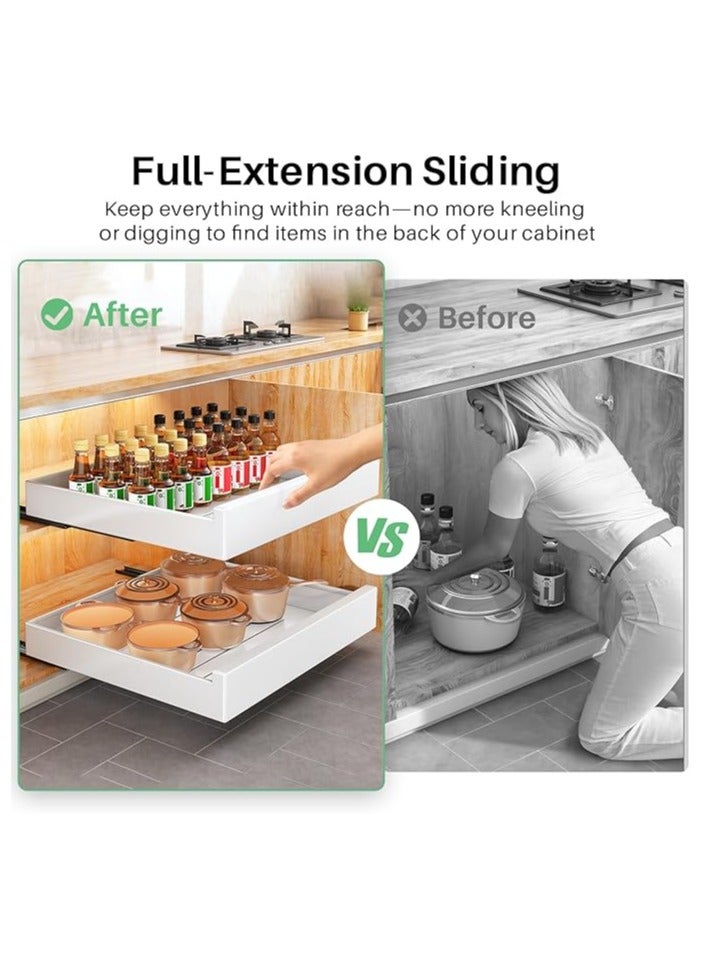 Arabest Pull out Cabinet Organizer, 21"Deep,Slide out Drawers for Kitchen Cabinets, Pull-Out Home Organizers with Adhesive Nano Film Fixed, Sliding Cabinet Shelf for Bathroom, Pantry,Under Sink Storage, White  - Image 3