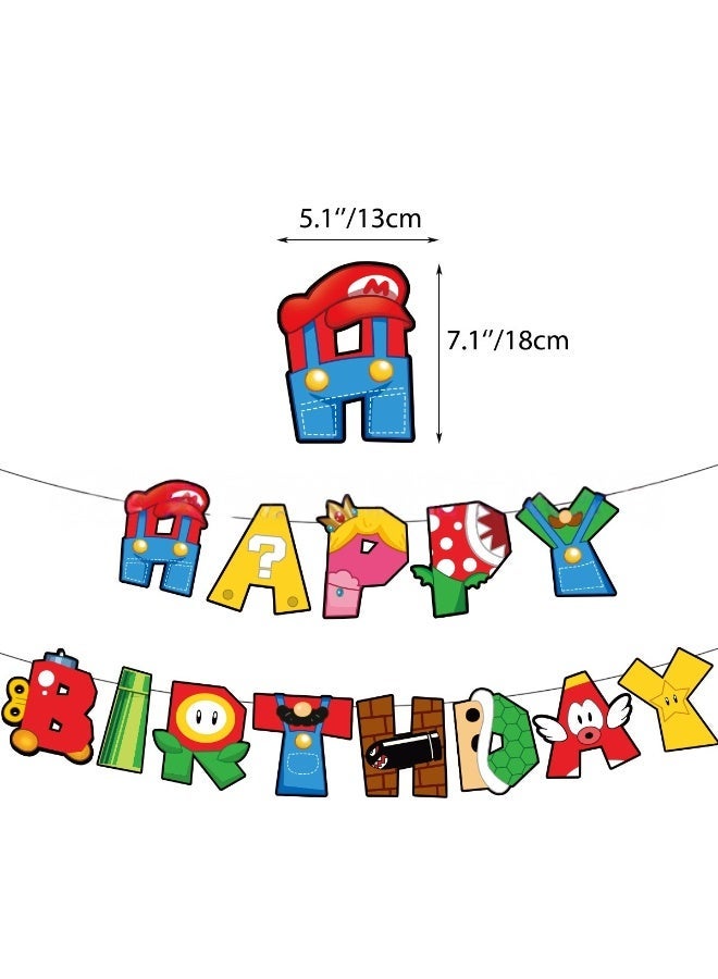 HIHILOOK Mario birthday party supplies, party decoration set , balloons, cake decorations,  Birthday Banner - Image 2