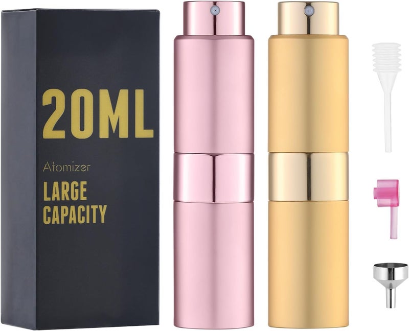 owlyee Perfume Travel Refillable Atomizer Bottle: Cologne Spray Mini for Refill - Empty Fragrance Sprayer for Men, Pink, Gold, 20 ml (2 Count) - Image 1