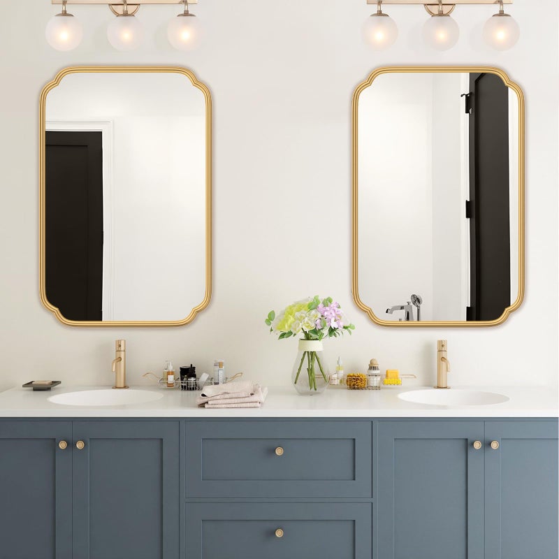 Ferytange Gold Bathroom Vanity Mirror for Wall 24" x 36" Modern Rounded Rectangle Mirror with Metal Framed Mirrors for Over Sink Wall Decorative (Horizontal/Vertical) - Image 2