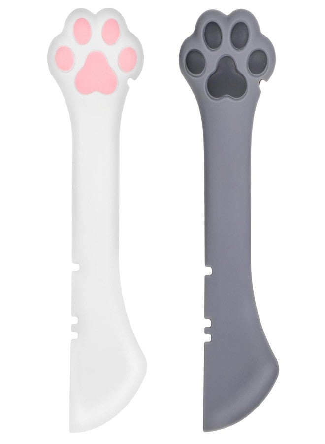 مولين ملعقة طعام للقطط والكلاب من مولين، عبوة من قطعتين، ملعقة طعام سيليكون للقطط للطعام الرطب، ملعقة طعام للقطط مع فتاحة علب، ملاعق للقطط للطعام الرطب، ملعقة قابلة لإعادة الاستخدام للطعام المعلب للقطط والكلاب (أبيض، رمادي) - Image 1