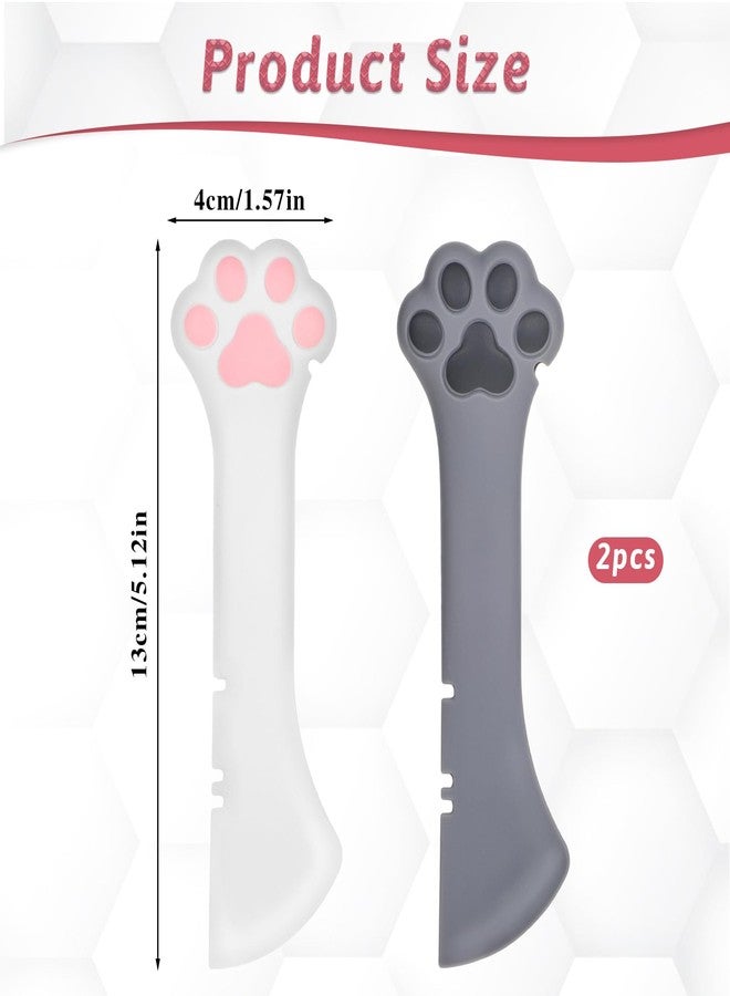 مولين ملعقة طعام للقطط والكلاب من مولين، عبوة من قطعتين، ملعقة طعام سيليكون للقطط للطعام الرطب، ملعقة طعام للقطط مع فتاحة علب، ملاعق للقطط للطعام الرطب، ملعقة قابلة لإعادة الاستخدام للطعام المعلب للقطط والكلاب (أبيض، رمادي) - Image 2