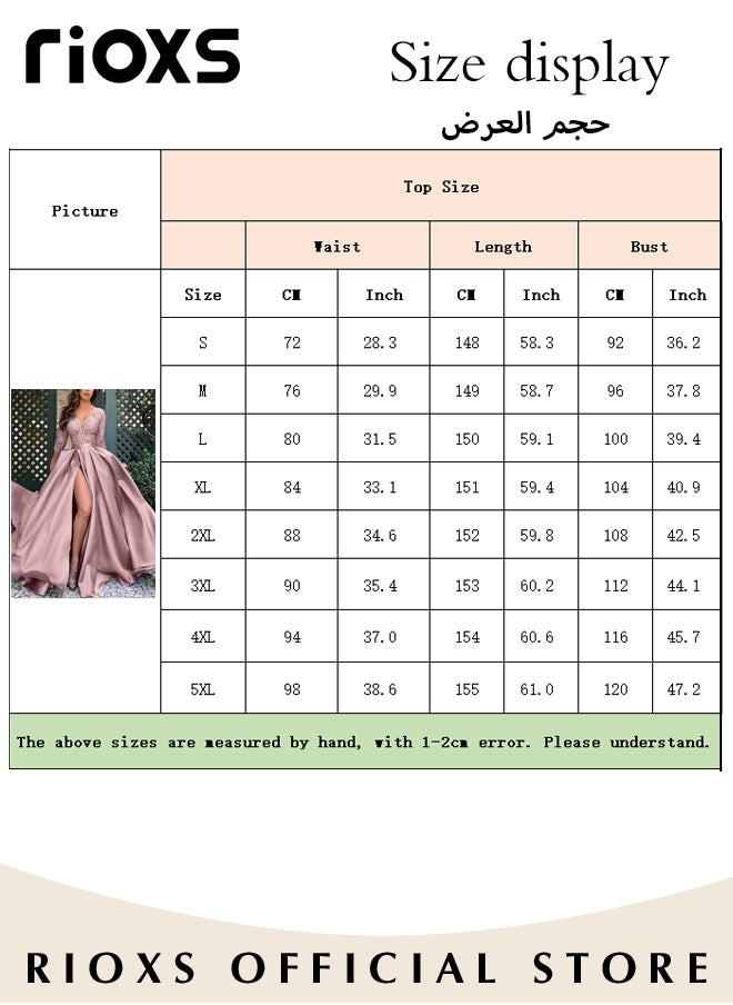 RIOXS - Women's Lace Sequin High Split Large Hem Gown High Waist Slimming Long Dress Elegant Wedding After-party Cocktail Party Dress for Ladies - Image 1