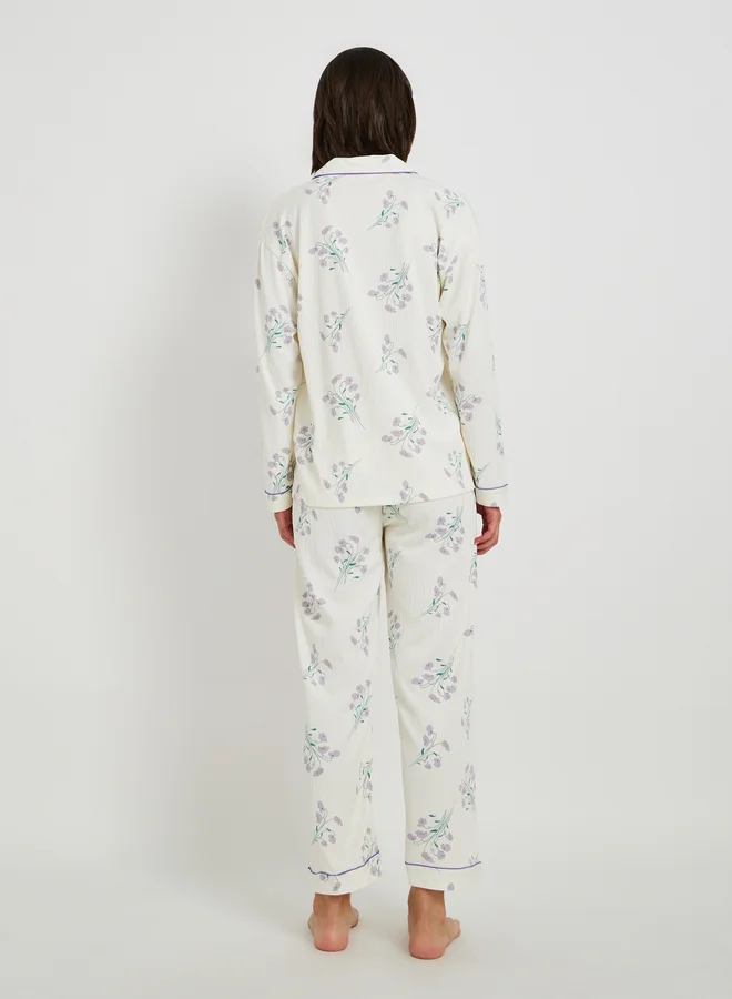 Take Two Take Two Floral Print Long Sleeve Shirt and Pyjama Set