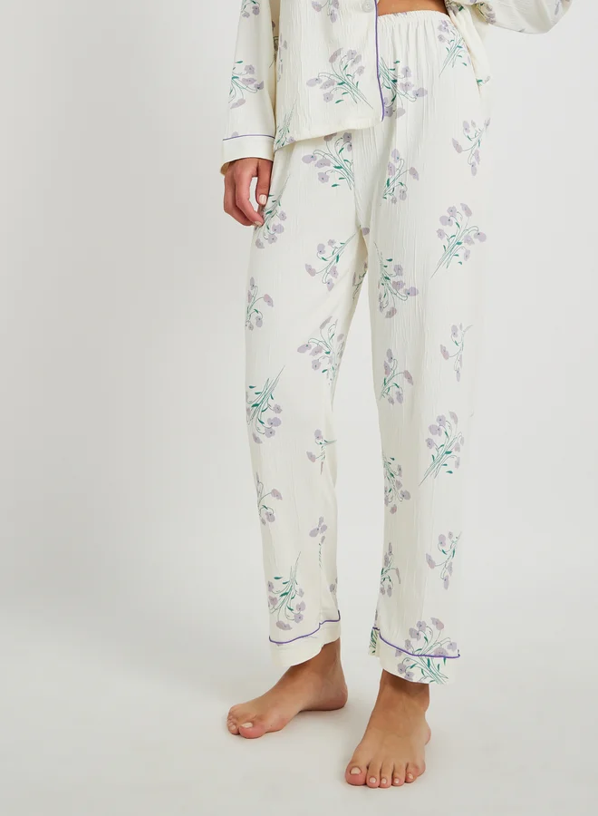 Take Two Take Two Floral Print Long Sleeve Shirt and Pyjama Set