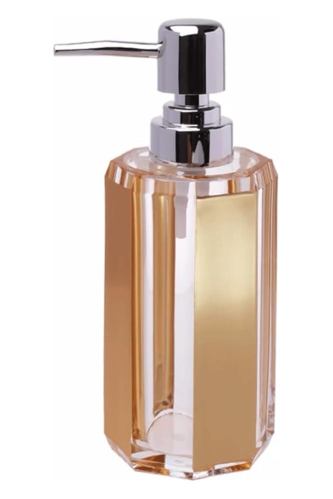 Bathroom Accessories Set,4 Piece Acrylic Bathroom Accessory Set,Lotion Dispenser,Soap Dish,Toothbrush Holder,Tumbler,Countertop Vanity Organizer,Bathroom Decor Set(Brushed Gold) - Image 2