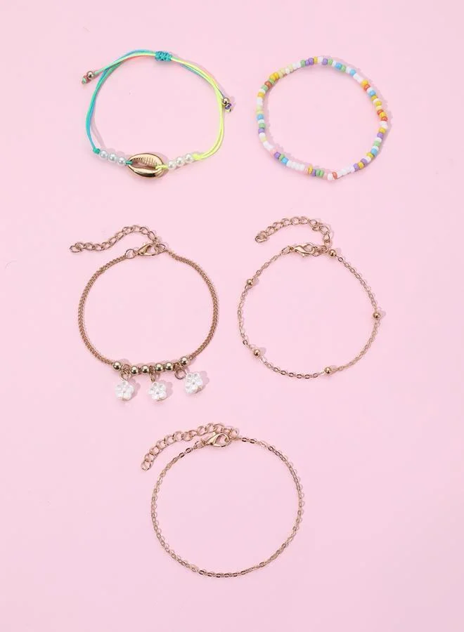 تايك تو طقم خلخال بخرز بوهيمي 5 قطع