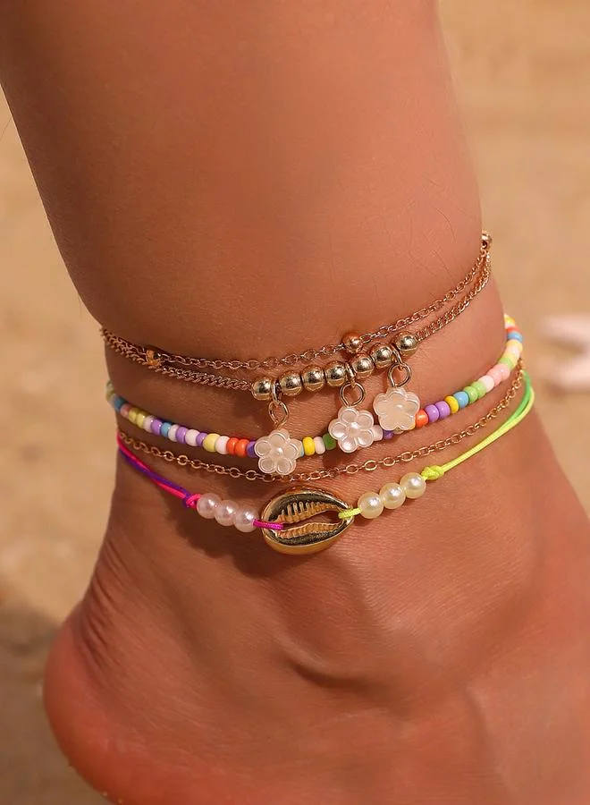 تايك تو طقم خلخال بخرز بوهيمي 5 قطع