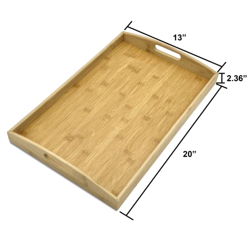 Bamboo Bam & Boo Natural Bamboo Serving Tray Extra Large Rectangular with Handles for Food, Drinks, Storage, Decor, Vanity, Breakfast, Parties, Weddings, Picnics(20” x 13” x 2.35”, Natural) - Image 4